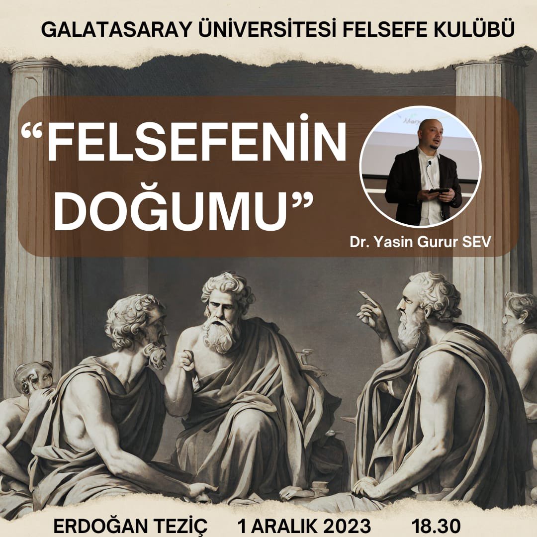 felsefeGSU's tweet photo. Herkese merhaba!
1 Aralık Cuma saati 18:30’da  günü Y. Gurur Sev ile “Felsefenin Doğumu” başlıklı bir konferansımız olacak. Aşağıdaki katılım formunu doldurup etkinliğimize katılabilirsiniz✨

https://t.co/pmCJNJQKCn https://t.co/vkrjePiCIH