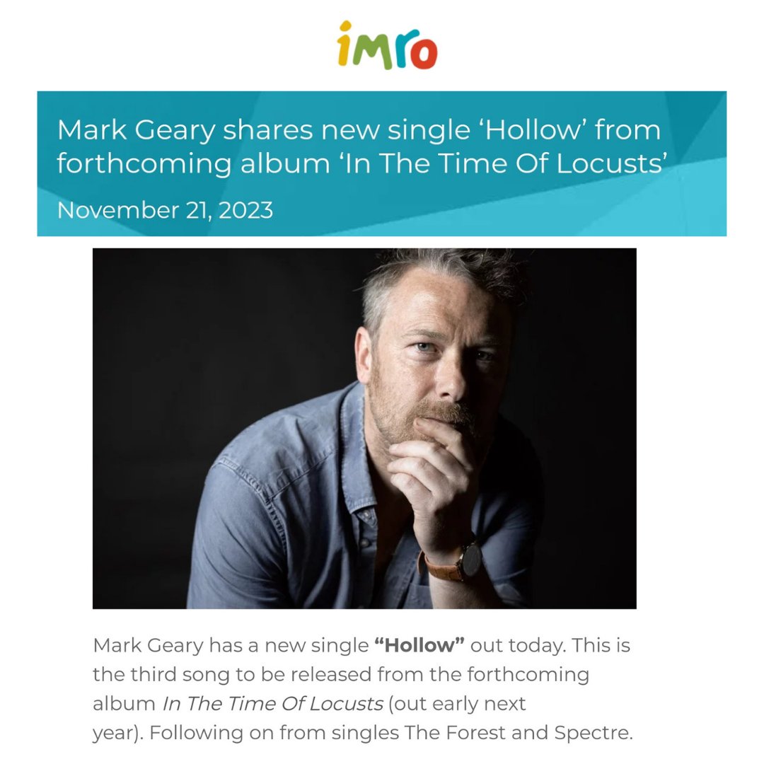 Thank you @IMROireland Xx

linktr.ee/markgeary

#markgeary #singersongwriter #newsong2023 #newsong #originalmusic #newsongrelease #newsongalert #newsingle #inthetimeoflocusts