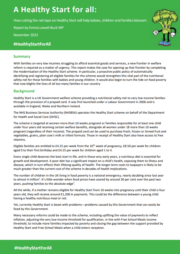 EmmaLewell's tweet photo. Ahead of the #AutumnStatement, I sent the Chancellor and Health Secretary a 7-page report on the need for auto enrolment of the Healthy Start Scheme. 

You can read the full report here 👇👇
https://t.co/3QAz6gPvcc 

#HealthyStartForAll 🥦🥛🍎 https://t.co/GF4HTS2Fqr