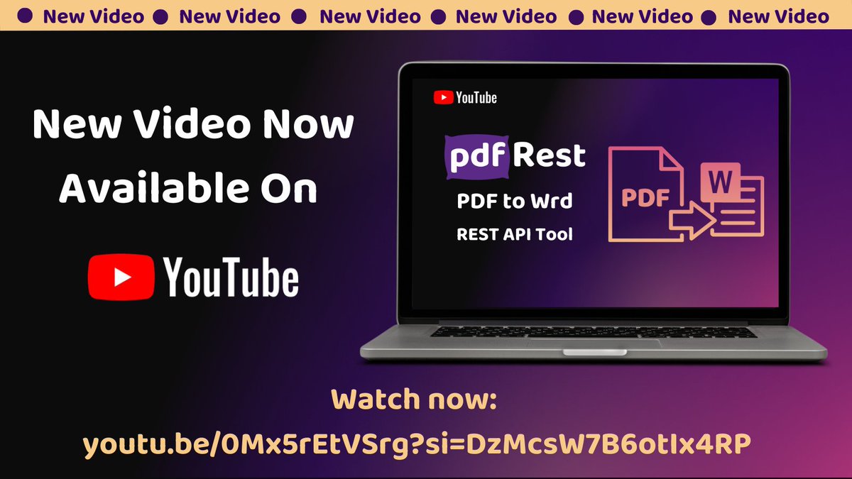 pdfRest's tweet image. Watch our latest YouTube video to learn how pdfRest converts PDF documents to Microsoft Word documents to support easy file editing with our PDF to Word REST API Tool. 

Watch now: youtu.be/0Mx5rEtVSrg?si…

#FileEditing #MicrosoftWord #PDF #restapi