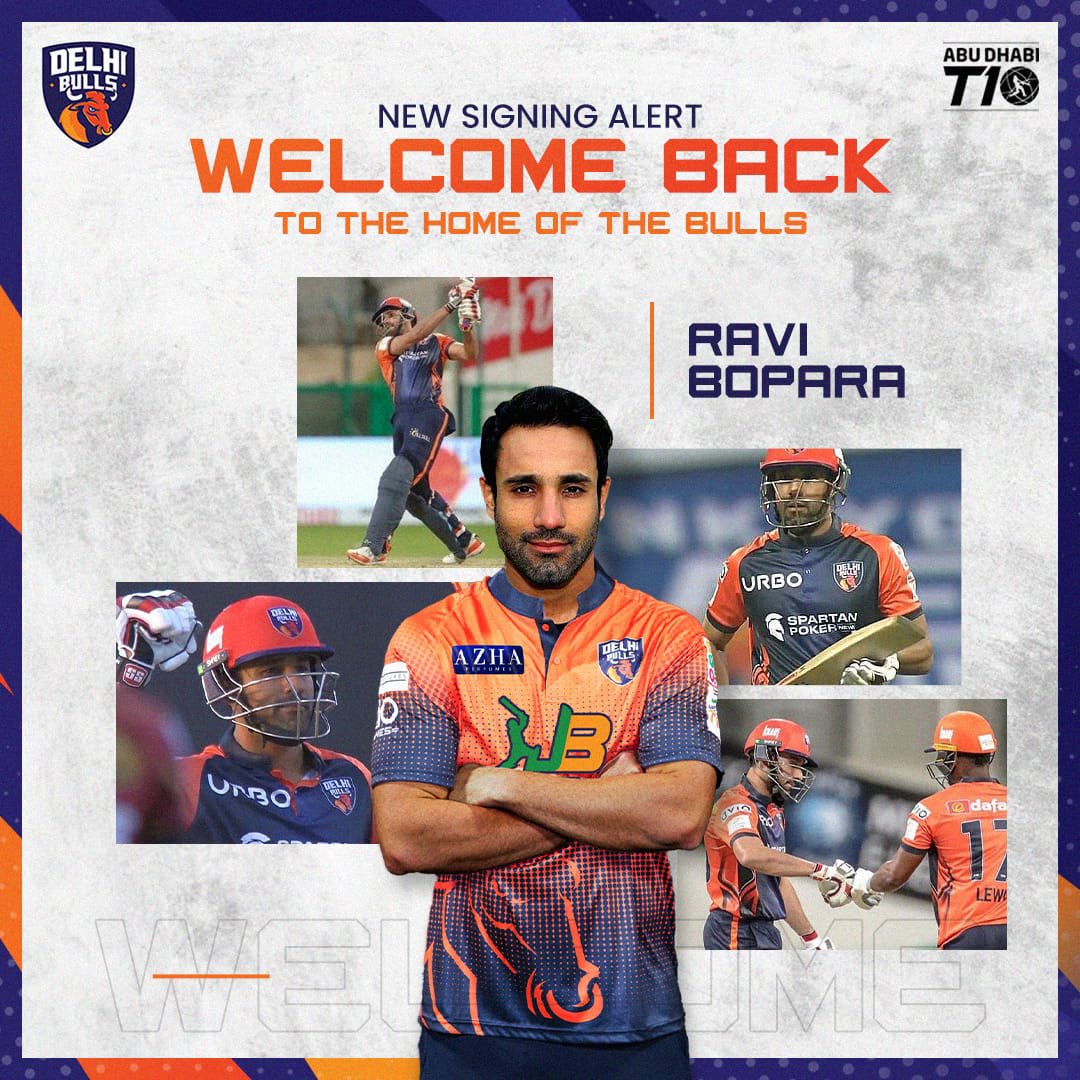 UAEBullsT10's tweet photo. The latest addition to the squad is a sensational all-rounder from England 🔥 @ravibopara is all set to replace Abbas Afridi for season 7 of the Abu Dhabi T10 League 🙌 Welcome to the Bulls family Ravi 🧡
#DelhiBulls #NewSigningAlert #Cricket #UAE #AbuDhabi https://t.co/CS37cO3PpM