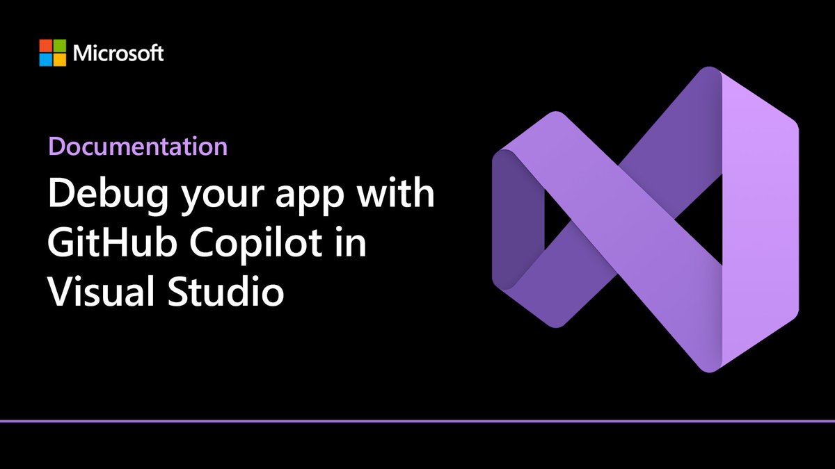 VisualStudio's tweet image. In this module, learn how to use GitHub Copilot in Visual Studio to debug your apps. Remember: the only good bug is a squashed bug! Read on: msft.it/6011iGWCt #AI #VisualStudio