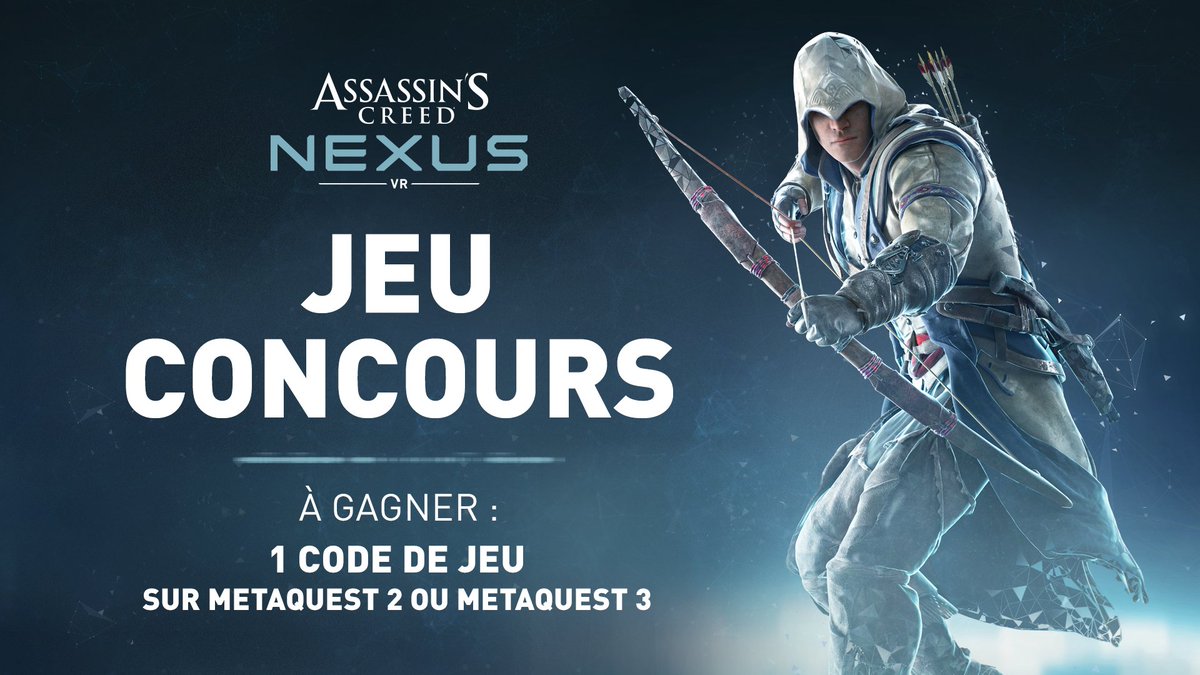Jouer à Assassin's Creed n'a jamais été aussi immersif avec la réalité virtuelle... 😏
Assassin's Creed Nexus VR est sorti sur Metaquest 2 et Metaquest 3 ! 🥽

Pour fêter ça, on vous fait gagner 1 code de jeu ! 🎁

🔄❤️ RT + like ce tweet
✅ Abonne-toi au compte <a href="/AssassinsFR/">Assassin's Creed FR</a>
