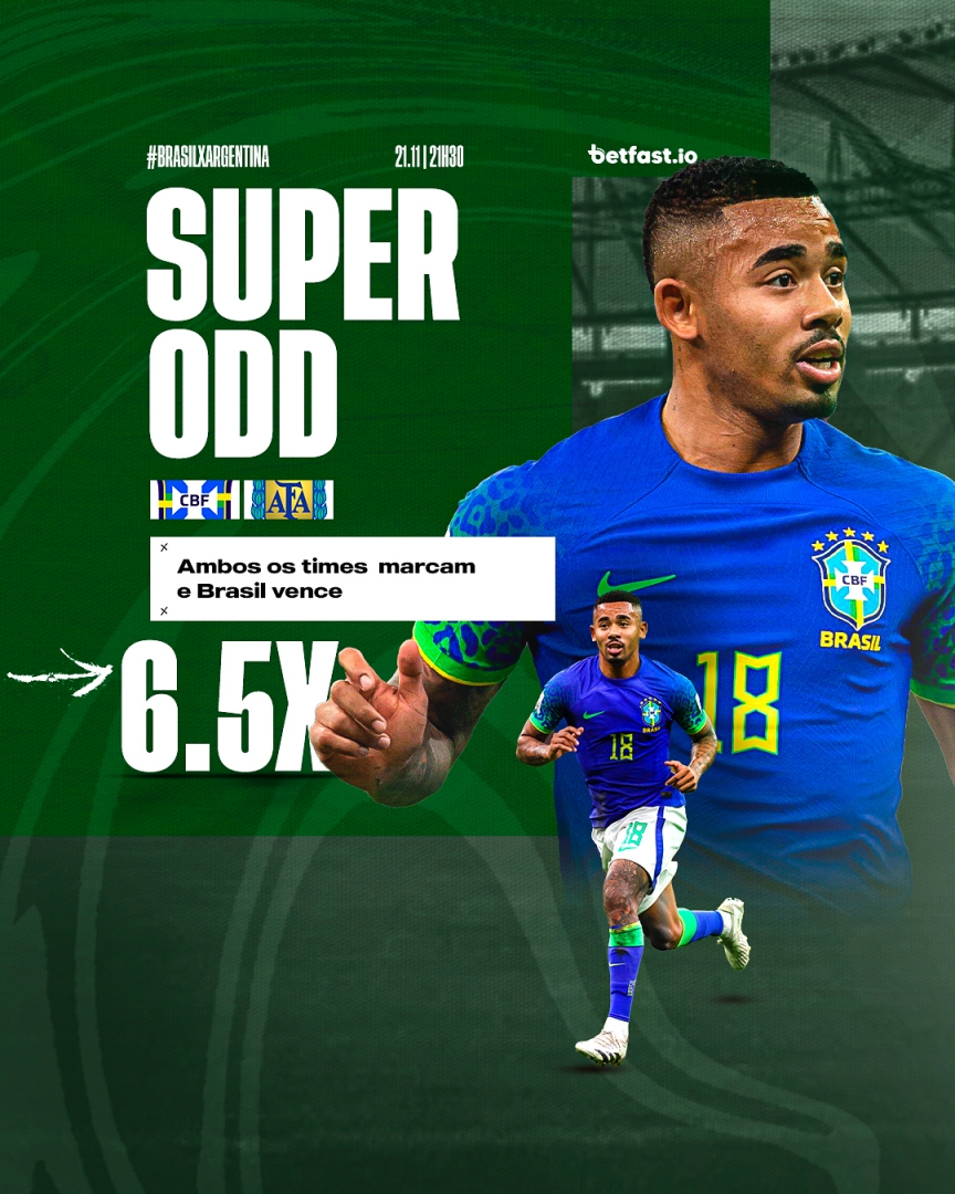 Alerta de Superodd na área!🚨 Um clássico que treme o campo e faz o coração acelerar! 🥵 Se tem Brasa em campo, tem superodd de respeito! 🇧🇷 Quem vem nessa? Bora betar! 🤑 #Betfast #Brasil #Argentina