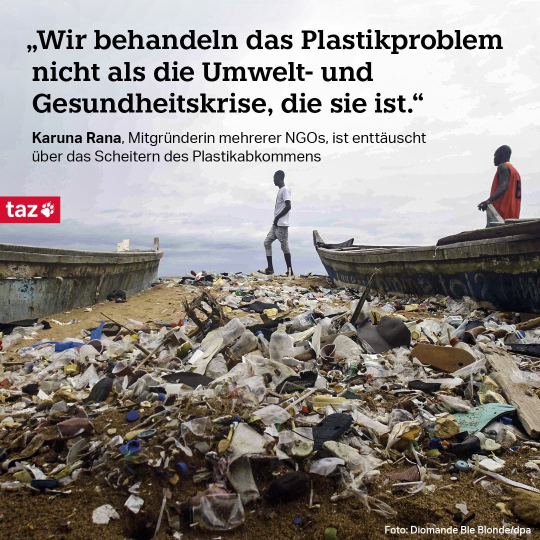 Die einwöchigen Verhandlungen über ein globales Plastikabkommen sind vorerst gescheitert. Blockiert wurde auch von reichen Ölförderländern. 👉 taz.de/Stillstand-bei…