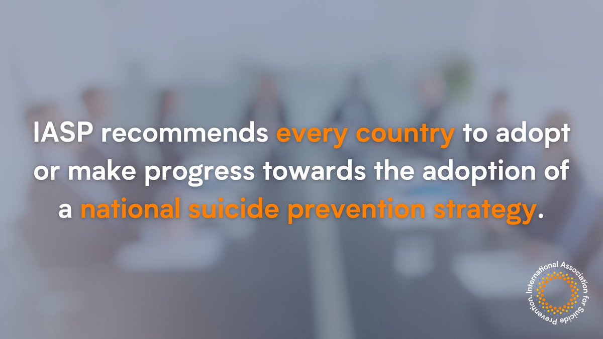 IASP recommends every country to adopt or make progress towards the adoption of a national suicide prevention strategy. We aim to continue these evidence-based actions to address the issues of suicidal behaviour worldwide. Find out more 👉 bit.ly/48Fjdi9 #20DaysofHope
