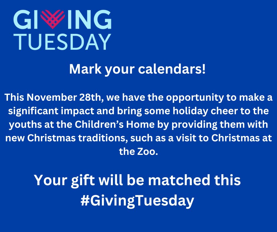 iumch1915's tweet photo. Save the date! Tuesday November 28th! Join us to spread holiday cheer to the youths at the Children's Home. Click here to watch a quick video from Family Teachers Joe and Jaime! https://t.co/d270BazEir https://t.co/xiy233YGuV