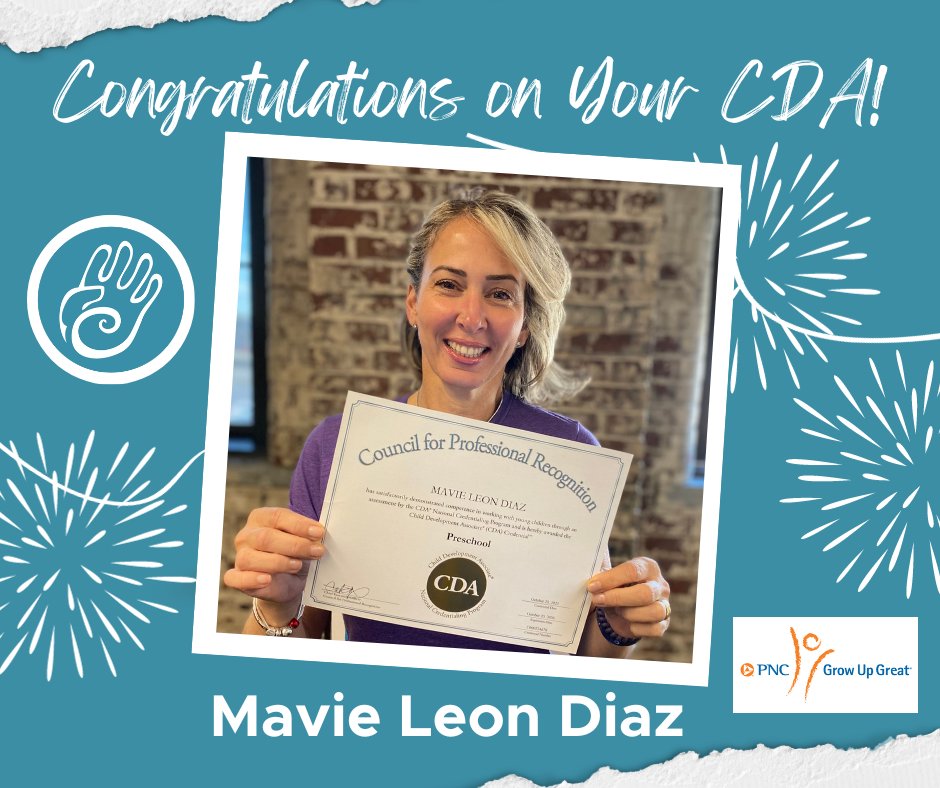 4cforkids's tweet photo. Congratulations to Mavie Leon Diaz on graduating from our program and obtaining her Child Development Associate (CDA)! Mavie has recently joined the 4-C Professional Development Team. ¡Felicidades, Mavie!

To learn more about the CDA program, visit us at https://t.co/nDnTapIlpb. https://t.co/ZA8nKArJxb