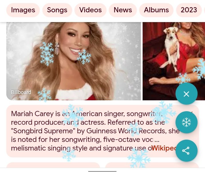 Looks like everyone wants a piece of the @MariahCarey action. Latest being the Google Search Engine which will make it snow whenever you search for Mariah Carey... Try it for yourself: google.com/search?q=Maria…
