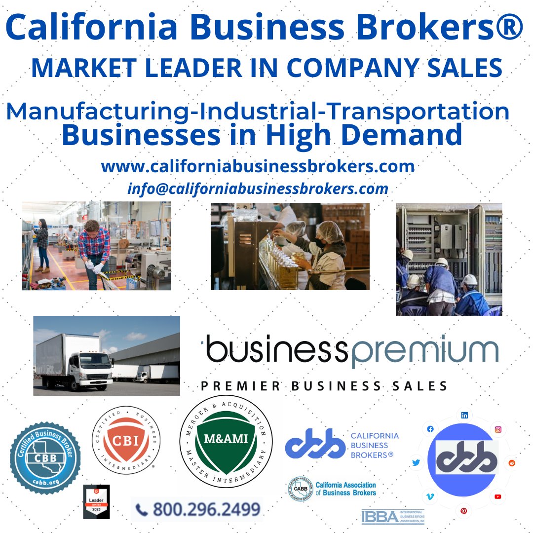 California Business Brokers: #1 in Business Sales.
Connect with us today!
📞 Call us at 800.296.2499
californiabusinessbrokers.com
#CaliforniaBusinessBrokers #BusinessSales #MergersAndAcquisitions #BusinessGrowth #SuccessionPlanning #BusinessBrokerage