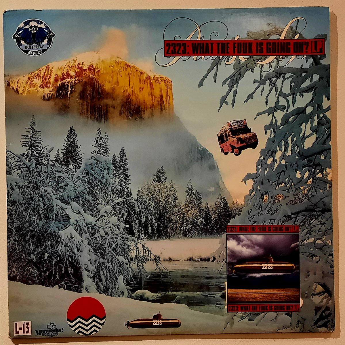 Lisa_Lovebucket's tweet photo. The "2323: WHAT THE FUUK IS GOING ON?" LP covers No5-No8. Released on Butterfly Effect Records 23/11/23. Vinyl hand-etched by Bladud Flies! Covers by LLB. Includes artwork by Jimmy Cauty, and a KLF 2323 World Tour flyer printed by L-13. Dedicated to Tom Butchart and TT Price https://t.co/T3JYiWo0mZ
