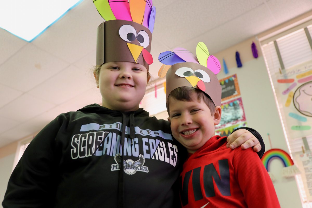 MidlakesSchools's tweet photo. We think they are ready for Thanksgiving Break. 

How about you @Skfarr1? Happy early Thanksgiving to everyone!!

#WeAreMidlakes https://t.co/XFPzWc2j4R