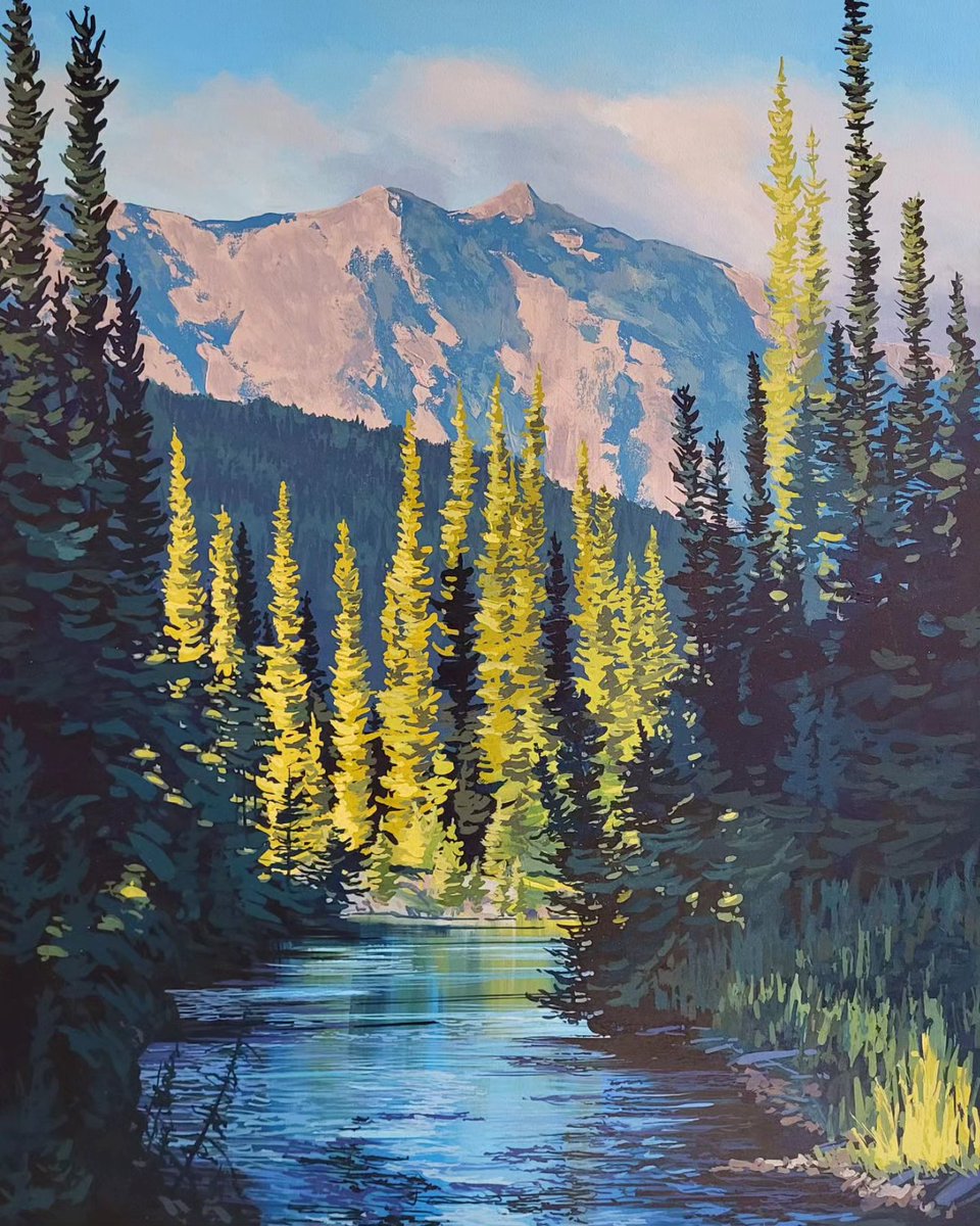 msartgalleries's tweet photo. Several new Peter Reid paintings have arrived.   Let yourself indulge with these beauties! ✨️

I've Looked at Clouds 60x40 available in Stratford 
Autumn Rock Pot 60x40 available in Collingwood 
Firs Guarding the River 48x36
The Dappled Way In 60x48 https://t.co/h69ex2PMZD