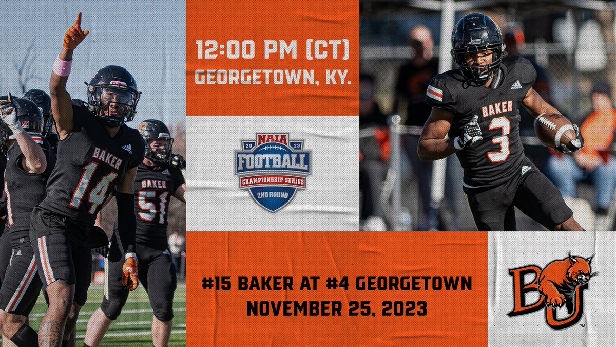 FB: No. 15 Baker Heads to No. 4 Georgetown for NAIA FCS Second Round Showdown!

bakerwildcats.com/sports/fball/2…