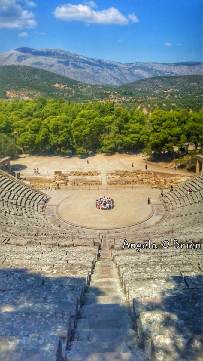 The ancient theatre at Epidaurus, Peloponnese, Greece. The theatre was built in the 4th century BCE to accommodate 8,000 people and extended in the 2nd century BCE to accomodate up to 14,700 people! 📷 My own