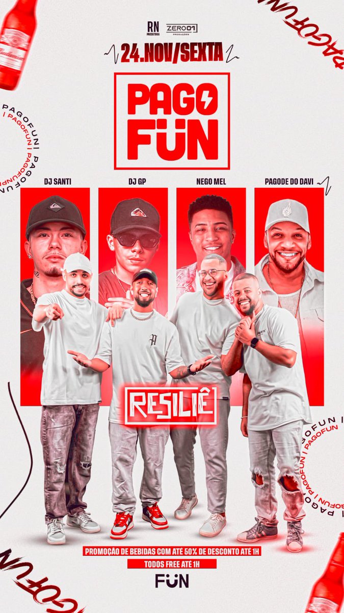 ProdutoraRn's tweet photo. Sexta agora tem aquele pagodinho maroto e diferente na fun. O pagofun está na sua segunda semana, trazendo os grupos mais famosos da região metropolitana e nesta sexta no palco 360 graus da fun tem o grupo “Resiliê” quebrando tudo. Todos free até a 1:00. Corra já e se garanta. https://t.co/iaQAclCzuu