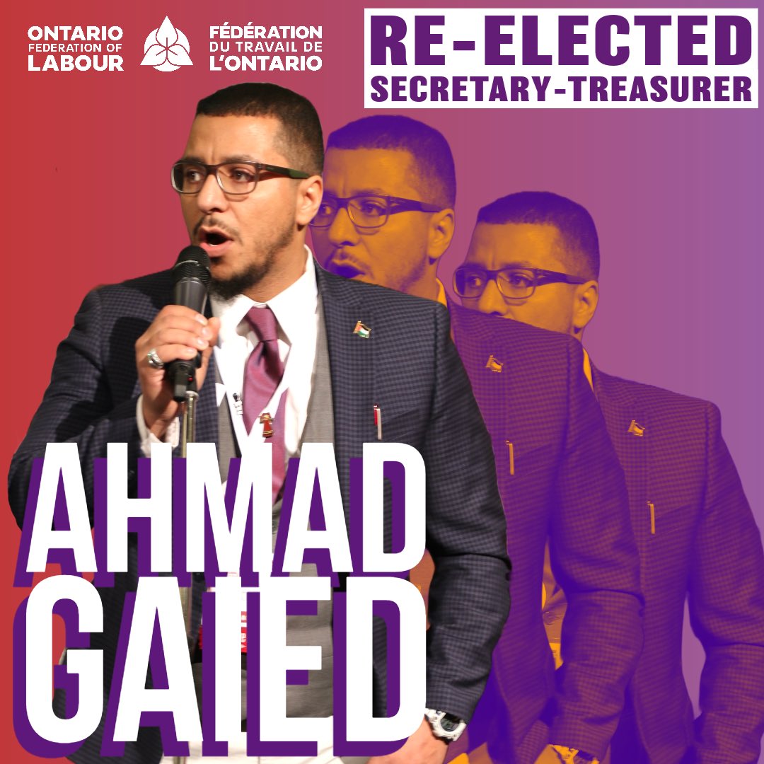 OFLabour's tweet photo. Meet Ahmad Gaied, re-elected as OFL Secretary-Treasurer.

@AhmadGaiedOFL 
#OFL2023 #EnoughIsEnoughON #OnLab https://t.co/UqoNNqt0BC
