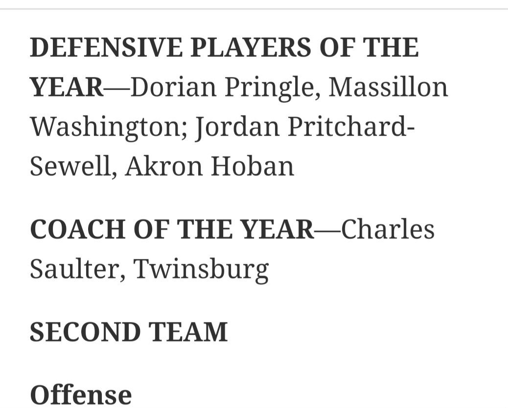 Twinsburg Athletics (@twinsburgtigers) on Twitter photo Congratulations to <a href="/saulter_charles/">Coach Saulter</a> who was voted Division 2 Coach of the Year by the Northeast Inland District! A well deserved honor for an outstanding football coach and person! Congratulations to <a href="/saulter_charles/">Coach Saulter</a> who was voted Division 2 Coach of the Year by the Northeast Inland District! A well deserved honor for an outstanding football coach and person!