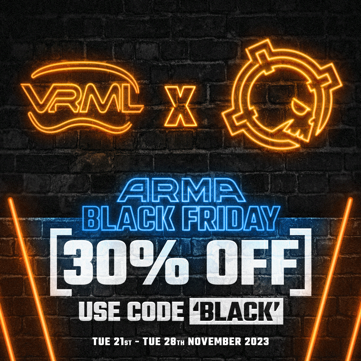 🚨 ARMA BLACK FRIDAY SALE NOW LIVE🚨 • 30% OFF All Products Sitewide • 50% OFF Team Store Packages Use code BLACK through 21-28th November arma.gg/collections/vr… #vrml #armaGG #vresports #suitup