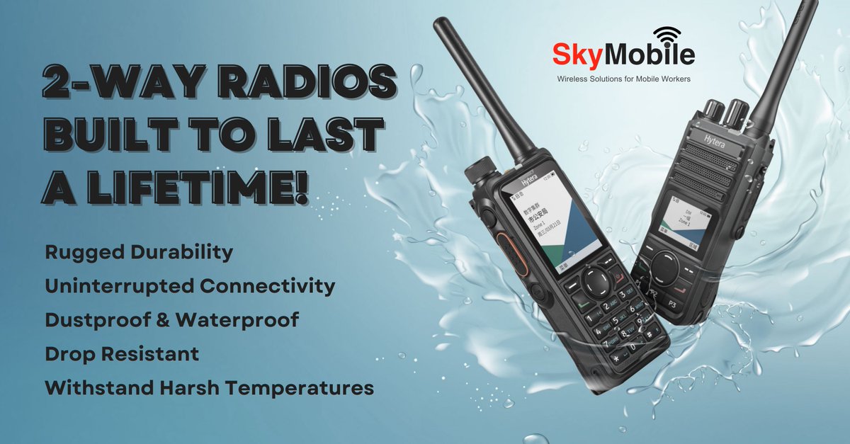 SkyMobileCorp's tweet image. Redefine Durability with SkyMobile's 2-Way Radios 📡
✅ Rugged and robust design
✅ Consistent, clear communication
✅ Weather-resistant for reliability in any conditions
Experience the strength of SkyMobile's wireless solutions today.
#skymobilecorp #2wayradios #pushtotalk #hvac