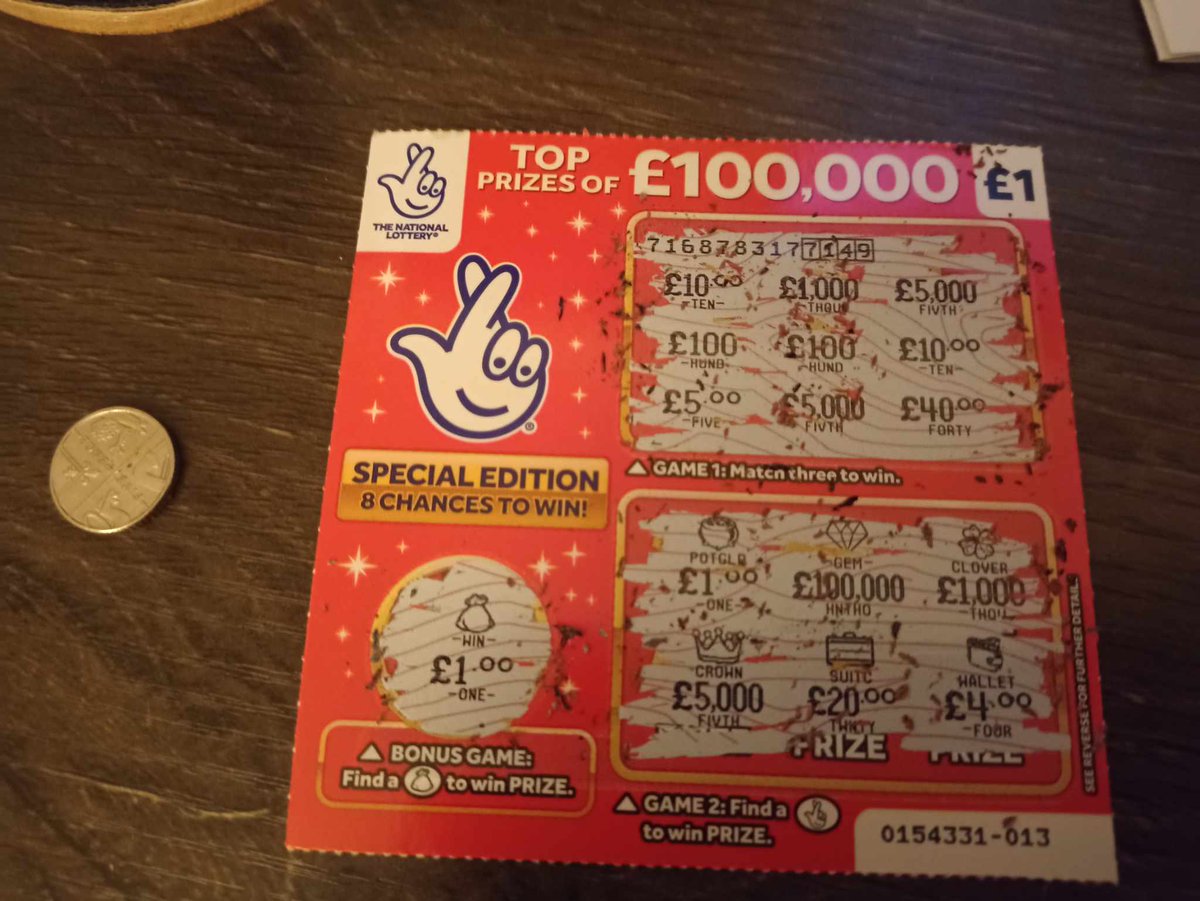 mjharmstone's tweet photo. It's the first #scratchvent of 2023 and...it's a win! 

£1 so far. Think I'm going to be rich. https://t.co/u3eZ6bU3N7
