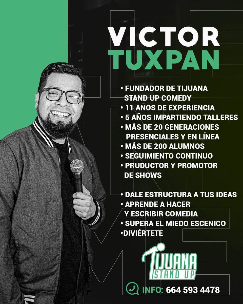 VicTuxpan's tweet photo. OFERTON🏷️ 
Convierte tus ideas y anécdotas en una divertida rutina de Stand Up Comedy 🎤🔥 
Pregunta por la promo del Buen Fin. https://t.co/s3o36krwuA