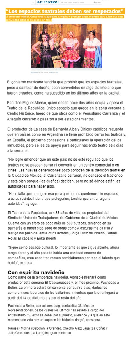 “Los espacios teatrales deben ser respetados”

El productor Miguel Alonso urge al gobierno a regular y proteger estos recintos para evitar que esta comunidad artística se quede sin foros.

eluniversal.com.mx/espectaculos/l…
