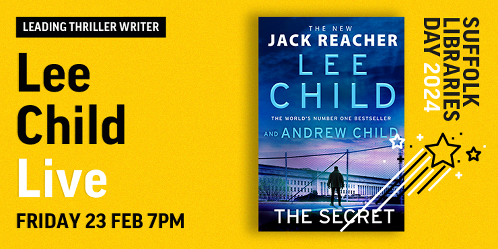 Celebrate Suffolk Libraries Day and enjoy online interviews with bestselling authors including Lee Child, Tracy Borman, Cara Hunter and Anthony Horowitz!

Get your early bird discounted ticket before Friday 1st December: bit.ly/3uszNlL