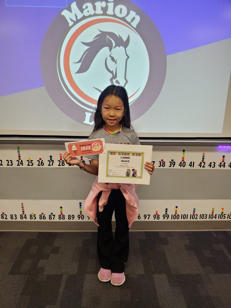 Congratulations to Sharon for receiving the caring character trait award.  Thank you for spreading your positive and caring attitude with others!
@marionmavericks