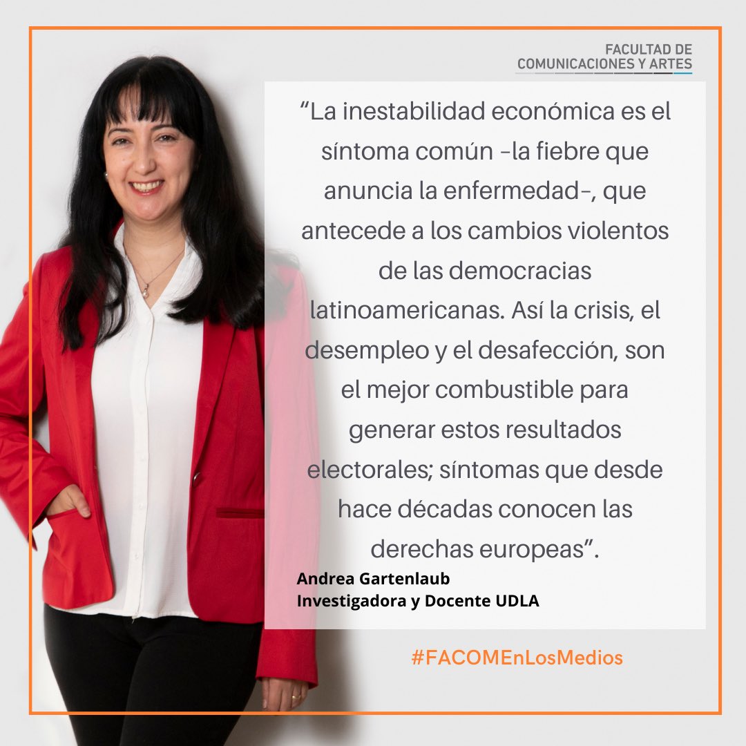 COMYARTESUDLA's tweet photo. ¿Cómo un outsider como Javier Milei conquistó la escena política Argentina?
Revisa la columna de la académica e investigadora UDLA, @AGartenlaub publicada en @perfil, en la que analiza las derechas radicales latinoamericanas. 
👉🏽https://t.co/dMUeyrIhPW
#ComunicadoresUDLA https://t.co/qOmZ7rqgqE