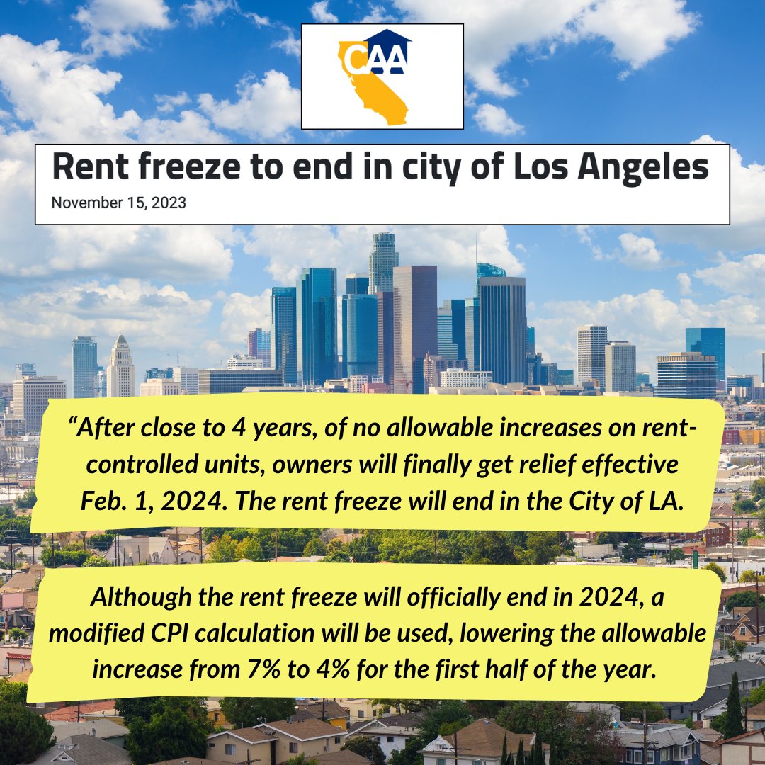 ‼️ #ImportantUpdate for landlords/property owners of rental units covered by the #RentStabilizationOrdiance (RSO)‼️⁠ 🥶 The #RentFreeze will end in the City of LA! Read more: instagram.com/p/CzucIcjvcWf/