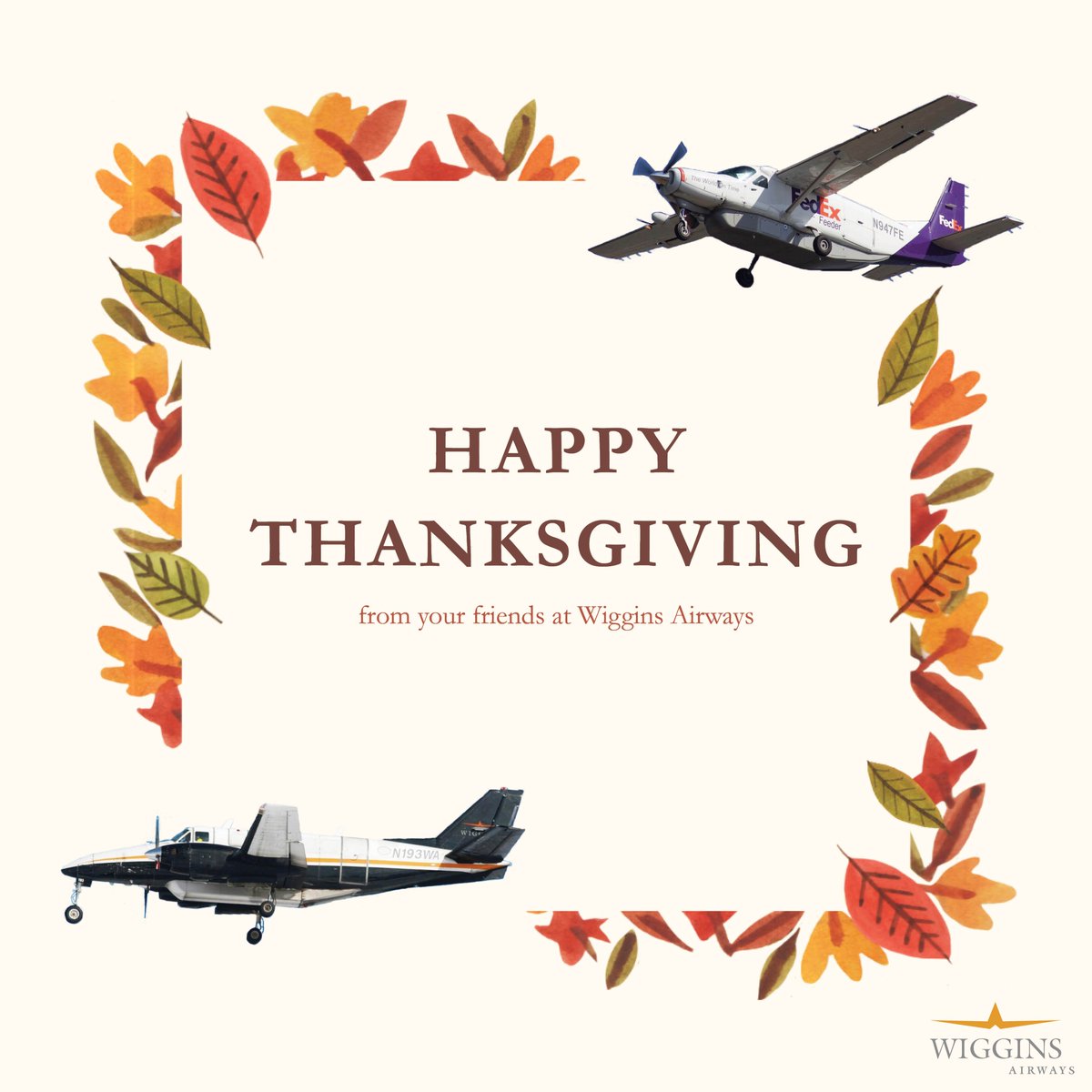 Wiggins_Airways's tweet photo. Wishing everyone a happy and healthy #Thanksgiving! 🦃🤍 🛫 https://t.co/btUSASLNeC