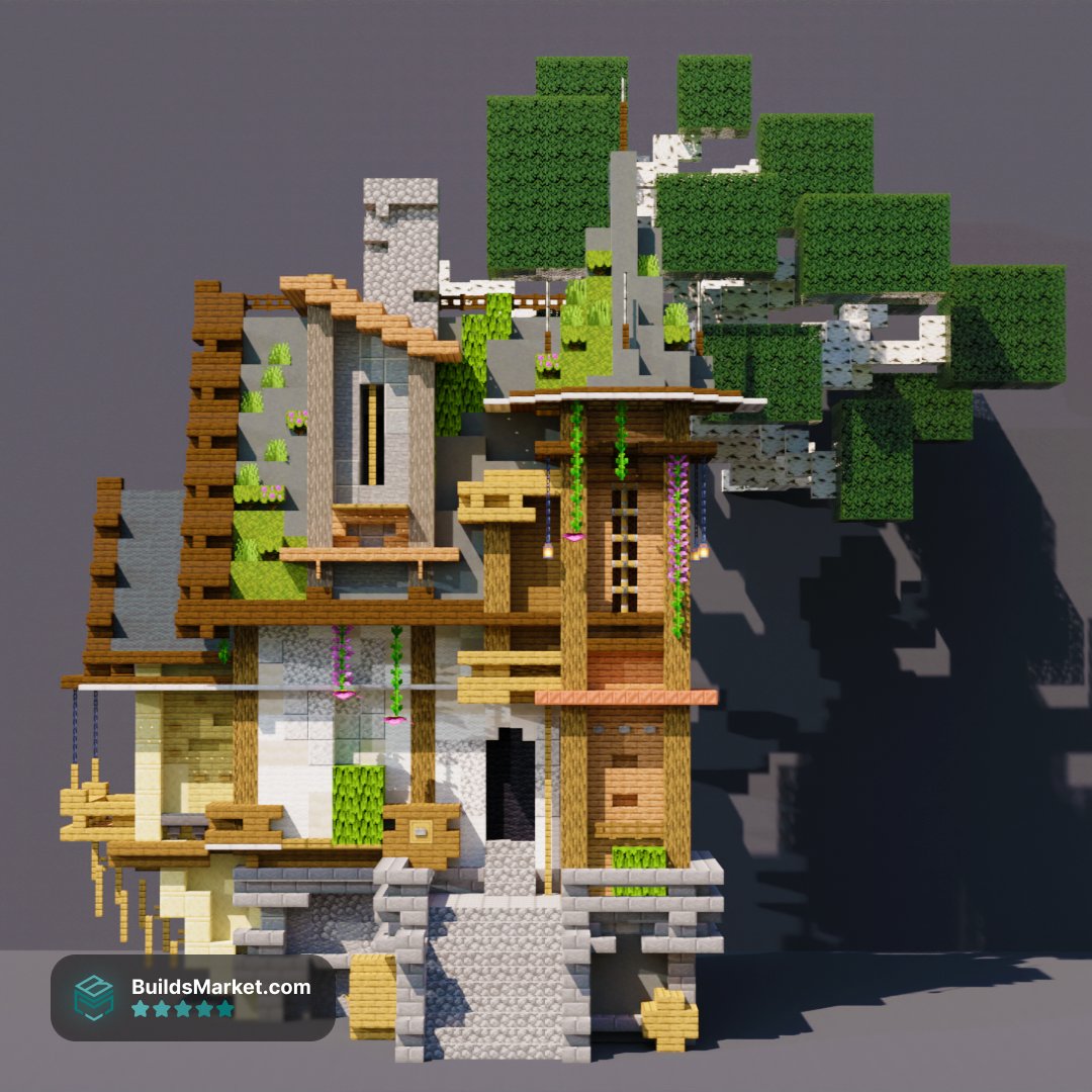 A house full of fantasy with a beautiful tree ✨ #Minecraft #Minecraftbuilds #Minecraftbuild
