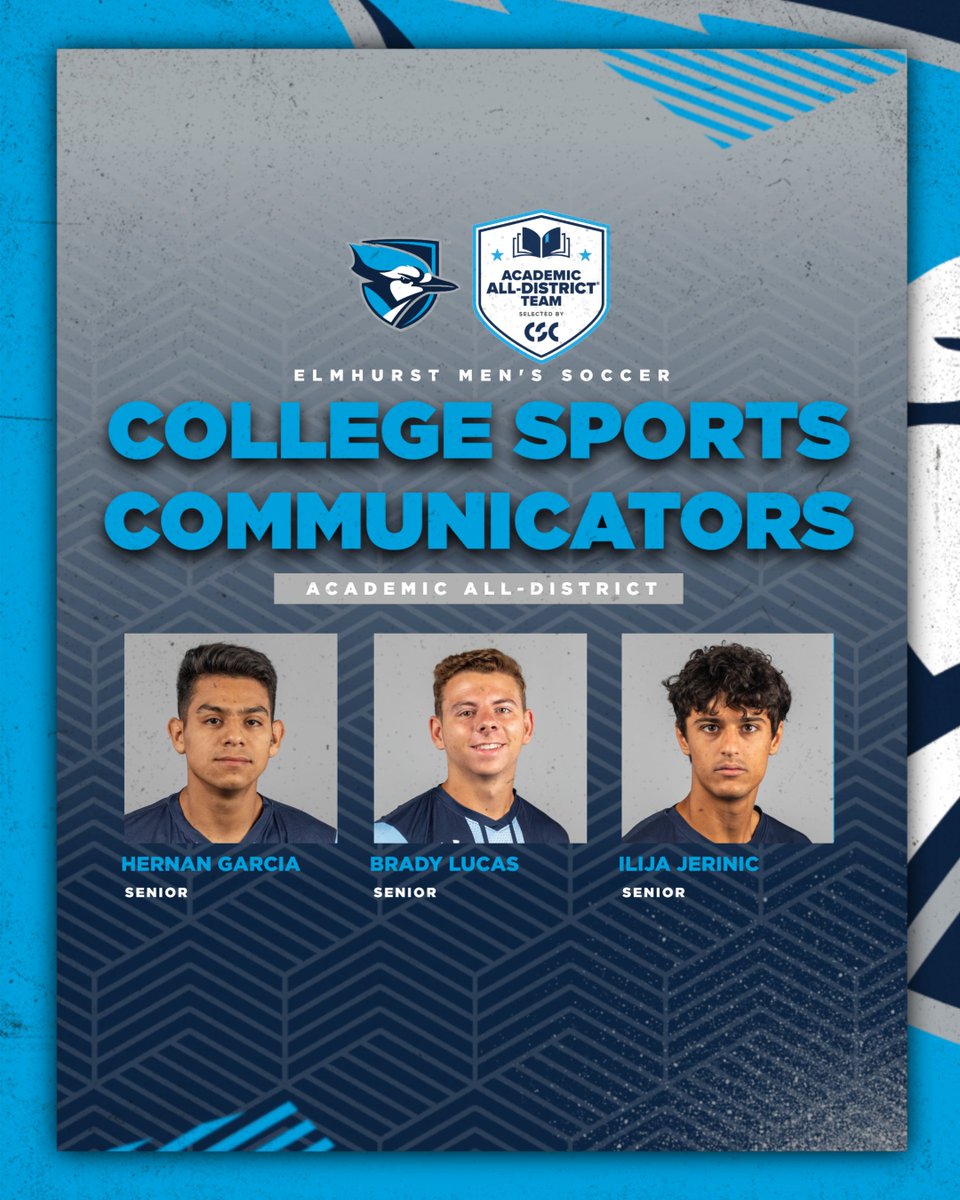 ElmhurstBluejay's tweet photo. Congratulations to our @elmhurstu_wsoc and @elmhurstu_msoc student-athletes who earned @CollSportsComm Academic All-District honors this afternoon! #FlyJaysFly https://t.co/8kzICYkoEx