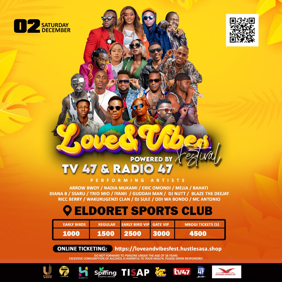 Radio47 and @tv47news present to you the LOVE AND VIBES Festival! Mark the date! DECEMBER 2, 2023! The place is the ELDORET Sports Club ... Featuring ...@BahatiKenya, @ArrowBwoyKe, @nadia_mukami, @ericomondi_, @Diana_Bahati, @Ssaru_ke, Mejja, Odi Wa Bondo, Guddahman, Trio Mio,…