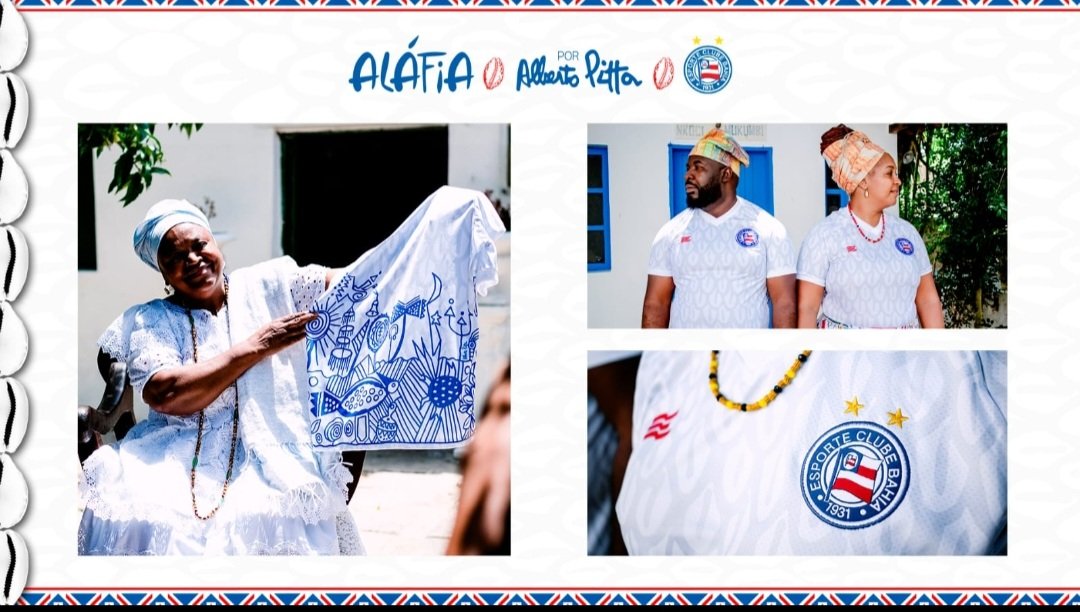 O uniforme Aláfia do <a href="/ecbahia/">Esporte Clube Bahia</a>, desenhado por Alberto Pitta, é o maior acontecimento esportivo envolvendo um clube baiano em 2023. Fantástico.