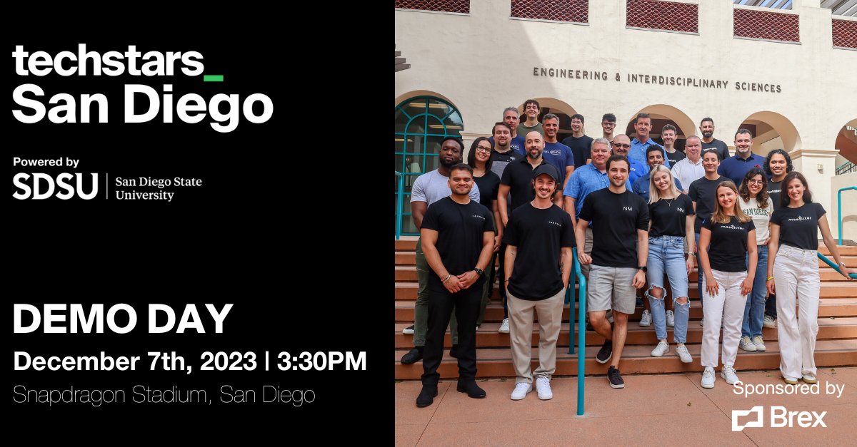 TechstarsSDSU's tweet image. Tickets are officially open to the public for Demo Day on December 7th! ✨
Witness the first-ever Techstars San Diego class at Snapdragon Stadium on Dec 7.
Limited seats, reserve now!🎟️bit.ly/techstars_sdsu…