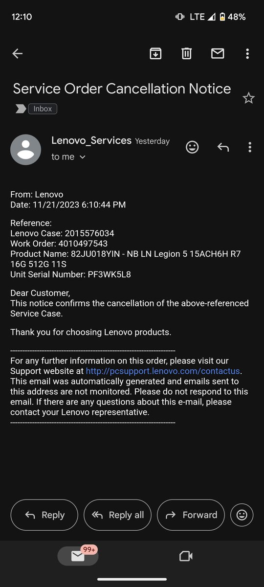 raxzrrr's tweet photo. wow, what a response from @Lencare_In, my order was created and cancelled for a white spot on screen, having adp and warranty both, called so many times, so many checks and this happens, such a great support team for a laptop who's internals have already been changed once. 👏 https://t.co/5e83pMcv6w