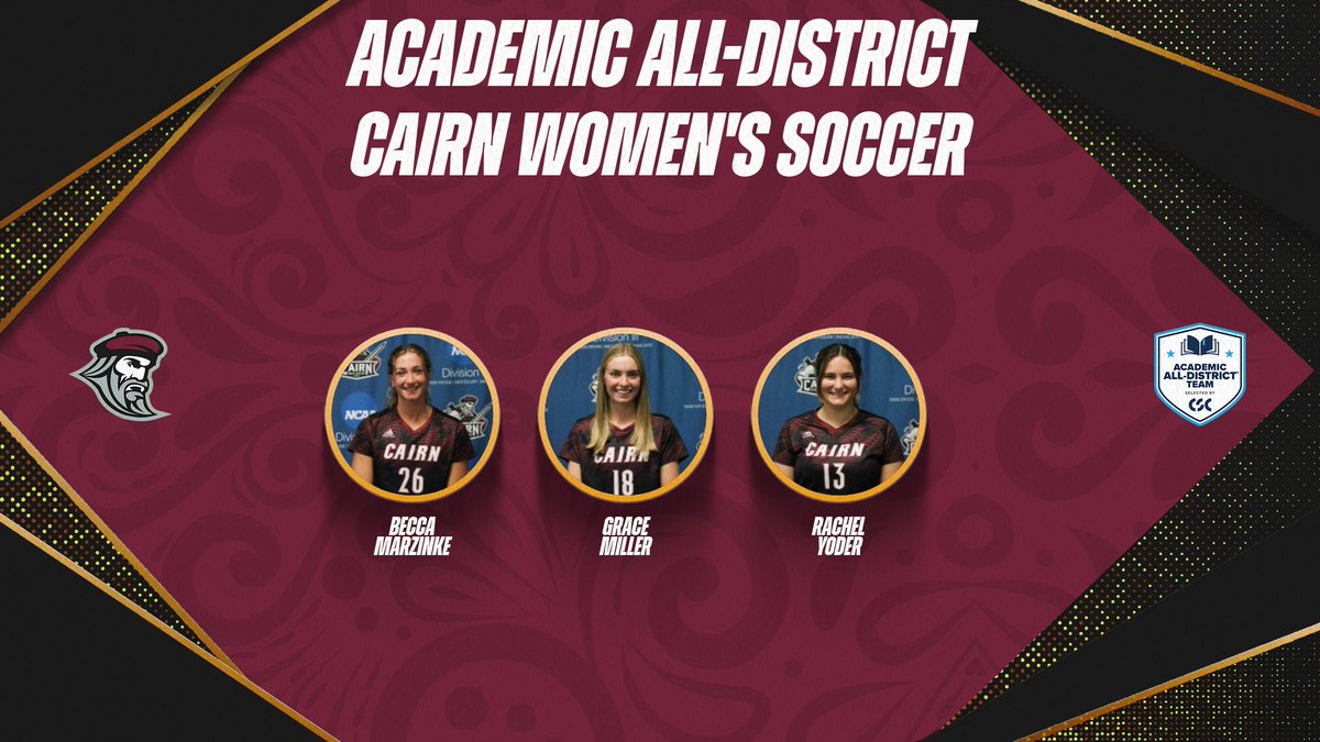 CairnAthletics's tweet photo. Six Highlander student-athletes, three each from @cairnwsoc & @cairnmsoc, were named to the Academic All-District Team, part of the Academic All-America Program, as presented by @CollSportsComm
#PursueExcellence #CairnWSOC #CairnMSOC #11as1 https://t.co/JaOHx4rMtp