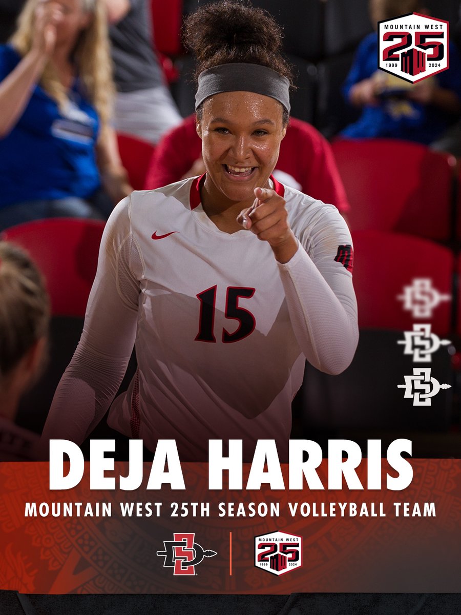 Shout out to former Aztec greats Johnna Fouch (2010-13) and Deja Harris (2014-18) after they were named to the @MountainWest 25th Season Volleyball Team on Tuesday. Congrats, ladies!! #AztecsForLife 🏐❤️ 🖤 📰 Story: tinyurl.com/yus4nash