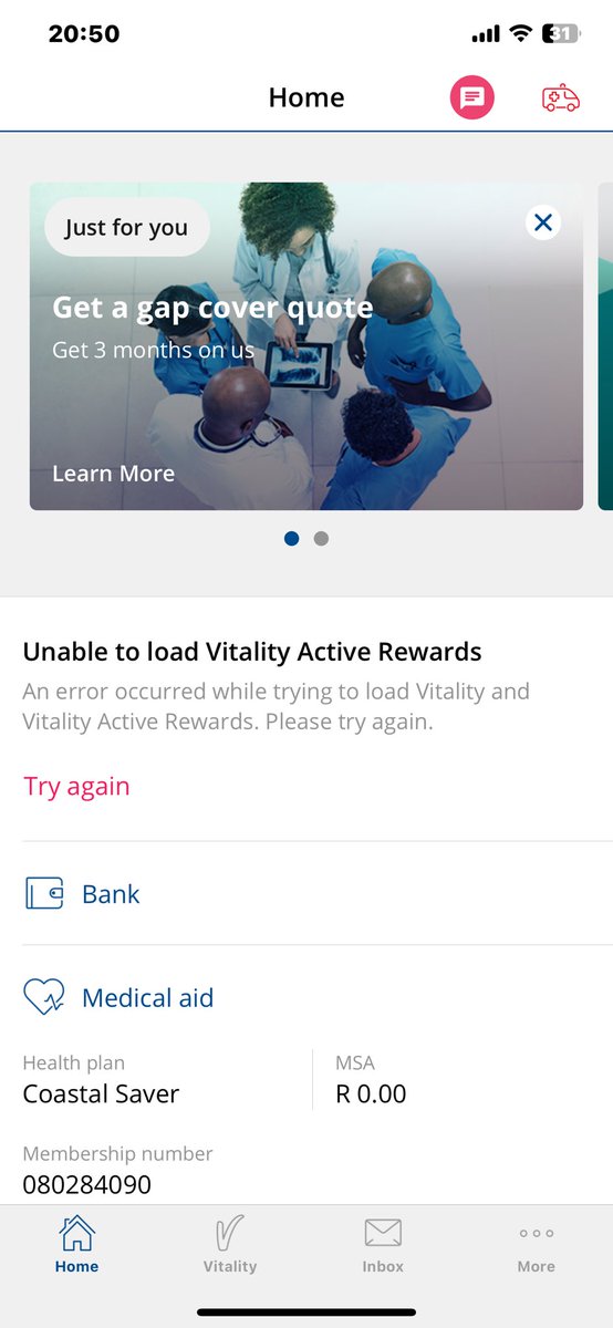 JunkieFlo's tweet photo. Why?  Why? Why?! I’m on a 200 meg line, my app is up to date…why can’t I get access to MY information?! @Vitality_SA @Discovery_SA https://t.co/KD7AXfxGvr