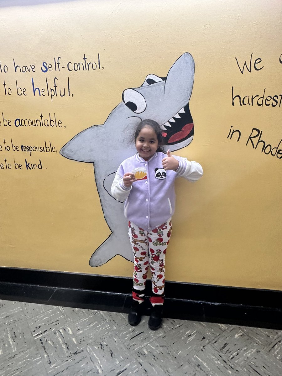 Today’s Shark Shout Out goes to our attendance raffle winner! She also participated in our spirit week Pajama Day! #SharkPride @pvdschools @PPSDAcademics