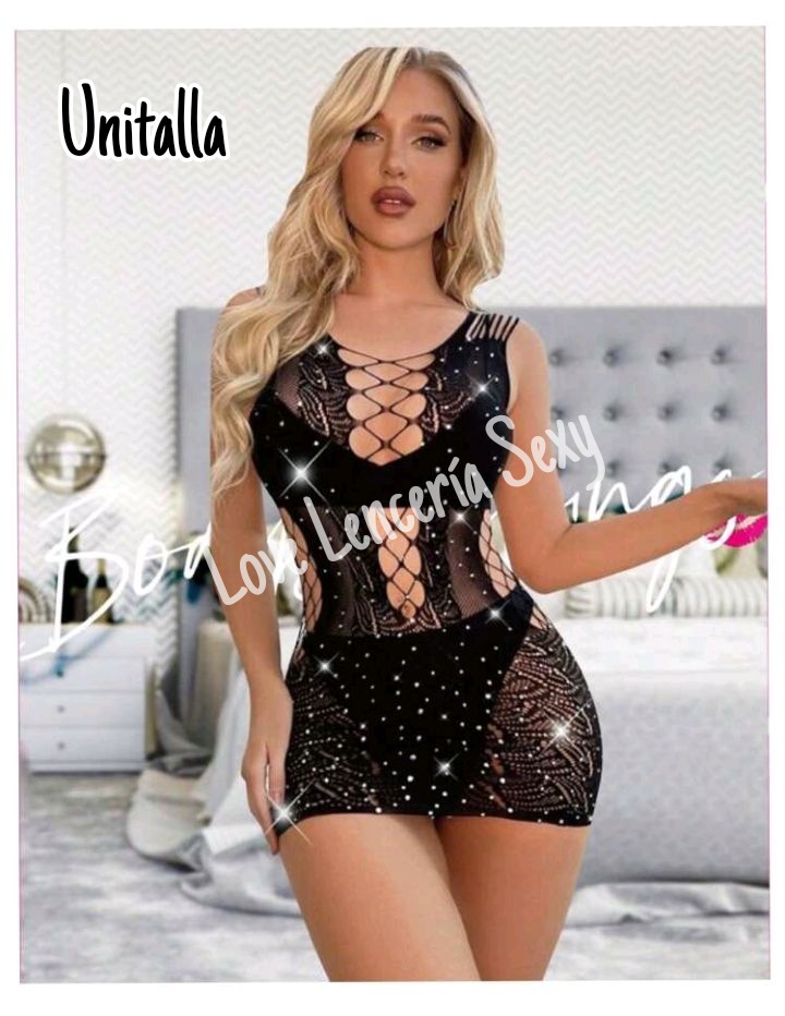 Lindo vestido negro con brillos unitalla ✨ Hará resaltar tu belleza 💝