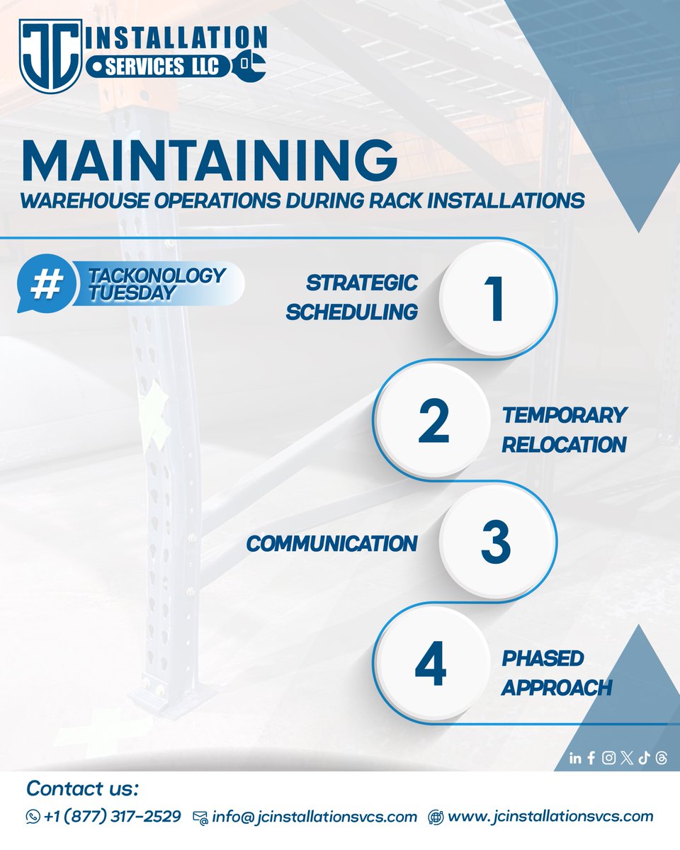 Tackonology Tuesday: Maintaining Warehouse Operations During Rack Installations
Always stay flexible with schedules and adapt to unforeseen challenges during the installation process.
#Tackonology #Tuesday #WarehouseMaintenance 🔄📦
