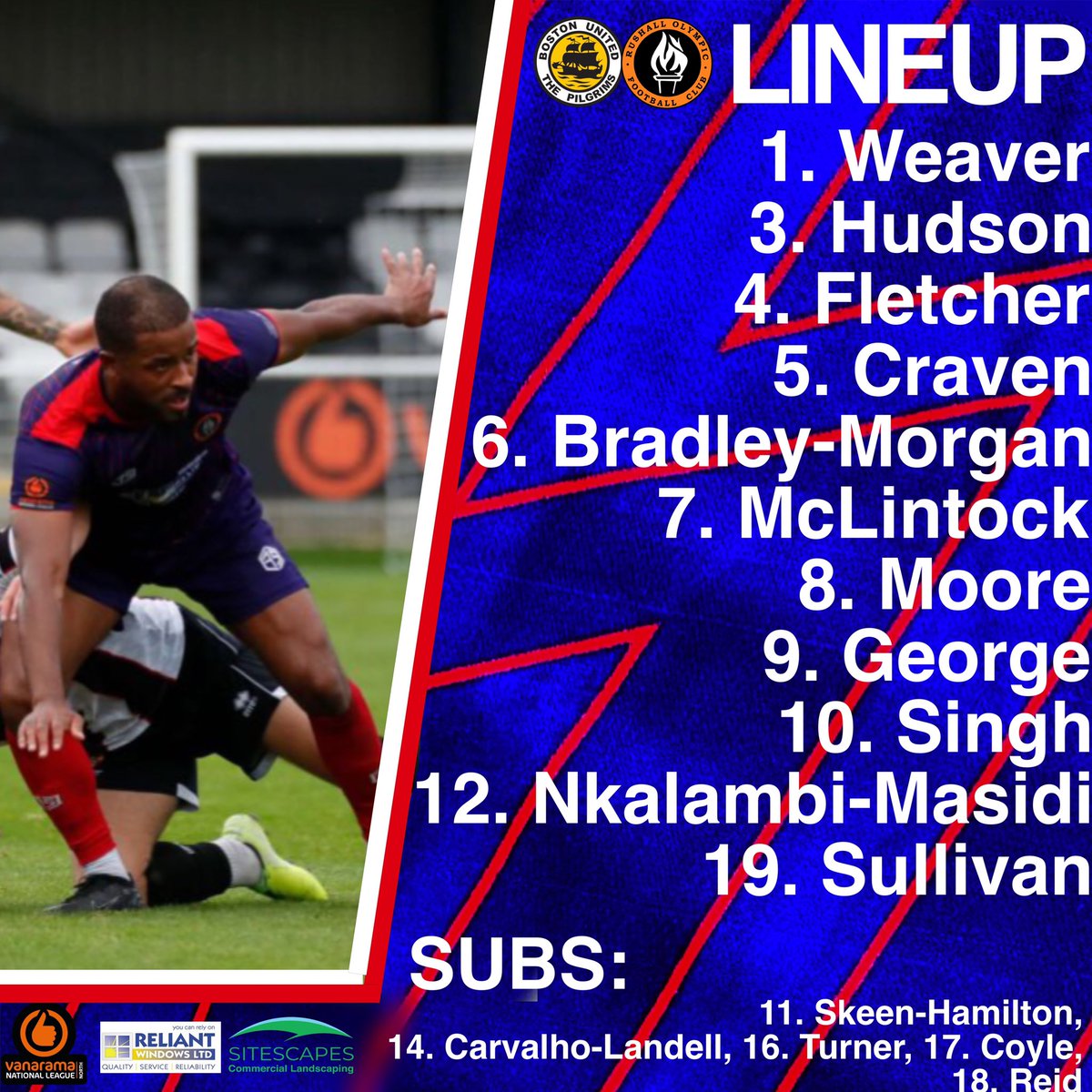 ROFCOfficial's tweet photo. Your Starting XI for tonight’s fixture @bostonunited 

3️⃣ New signings Craven, Bradley-Morgan and Singh all start
🔙 Rackeem Reid returns to the squad 

#ShareThePicsPassion💛🖤 https://t.co/mhSwqlHgEw