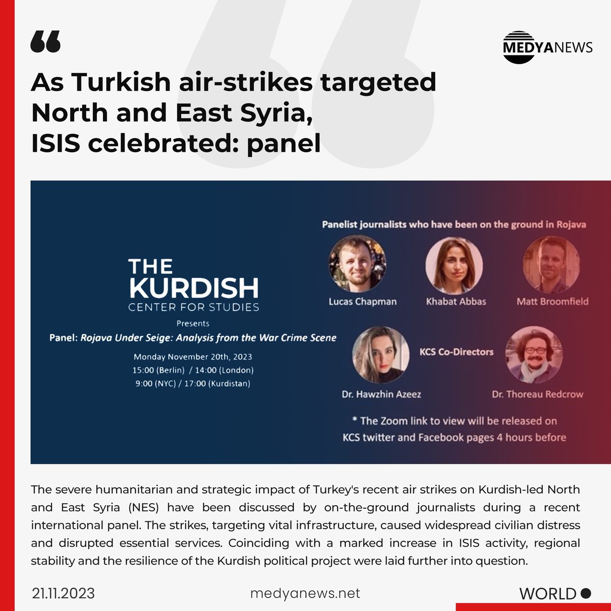 medyanews_'s tweet image. “This wasn’t just a mild #bombardment, but it extensively destroyed multiple facets of civilian infrastructure. Anyone who understands international laws and conventions knows this is a #warcrime." - Lucas Chapman

🌍 is.gd/iCuybF