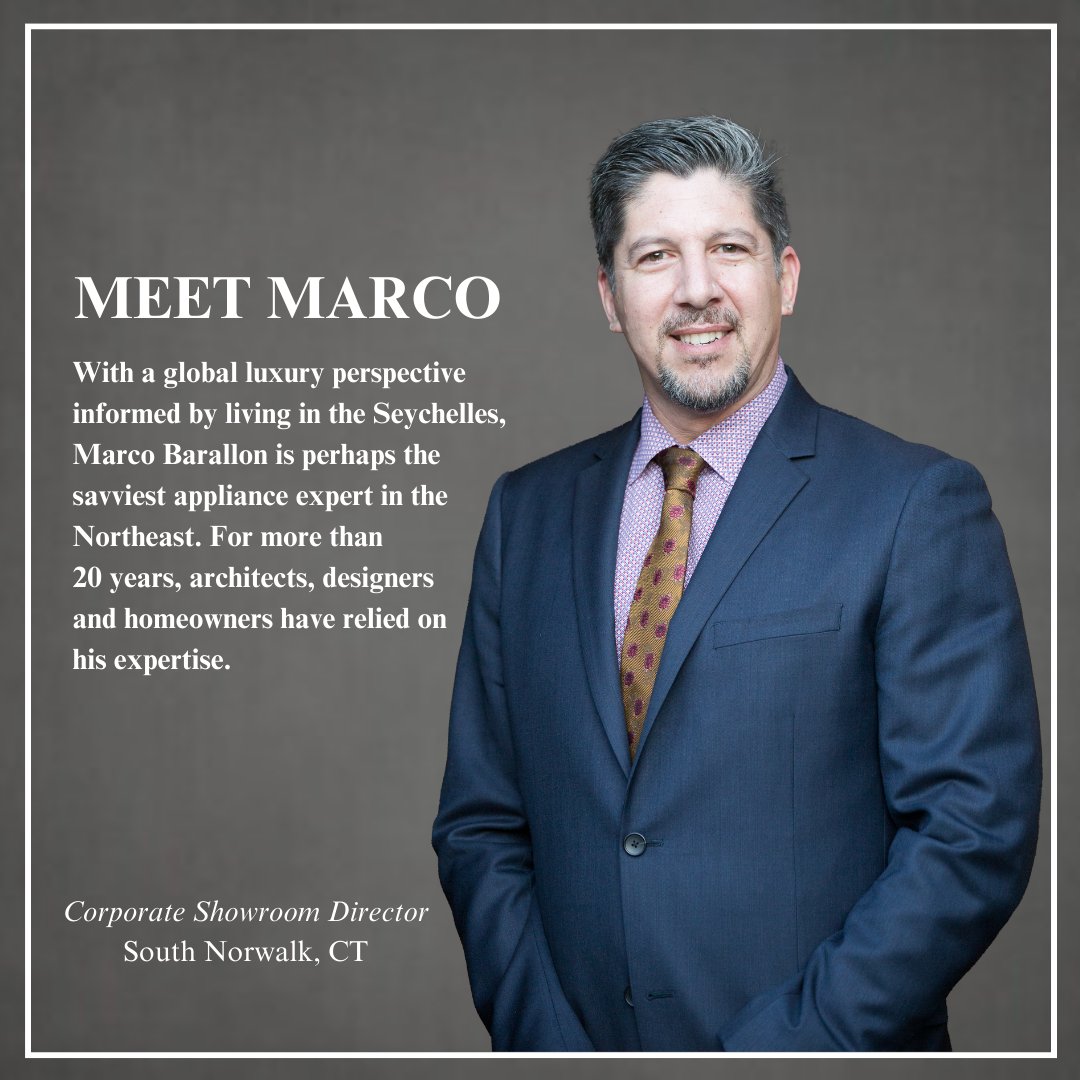 #MeettheShowroomTeam

Meet our Showroom Manager 𝐌𝐚𝐫𝐜𝐨 𝐁𝐚𝐫𝐚𝐥𝐥𝐨𝐧 from our South Norwalk showroom!

#clarkeshowrooms #subzerowolfcove #subzerowolf #meettheteam #luxuryappliances #kitchenrenovation #kitchenremodel #dreamkitchen #luxurykitchen #interiordesign