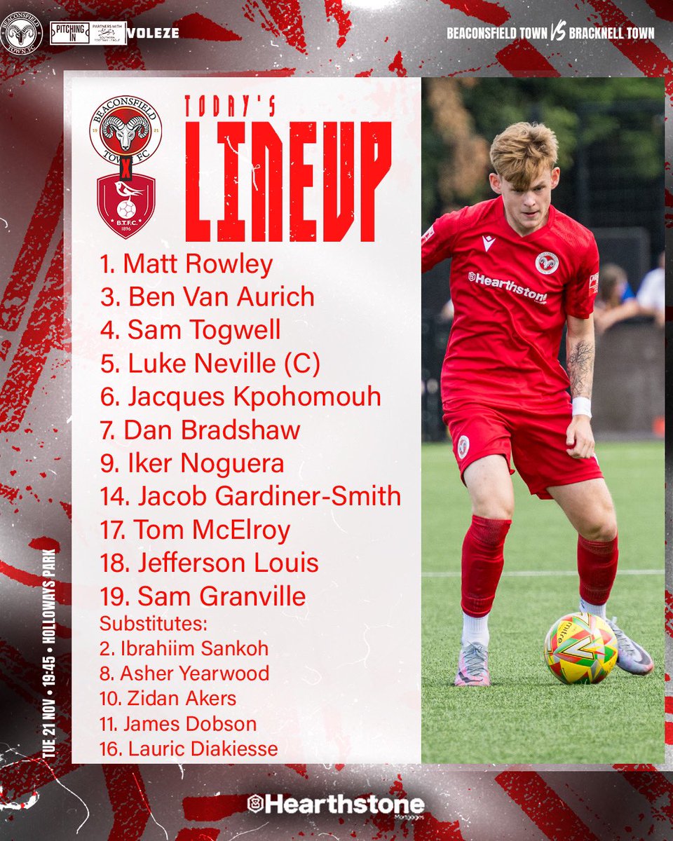 Here is how your 🐏 line up for this evenings <a href="/BerksandBucksFA/">Berks & Bucks FA</a> 3rd Round match at home to <a href="/BracknellTownFC/">Bracknell Town FC</a>