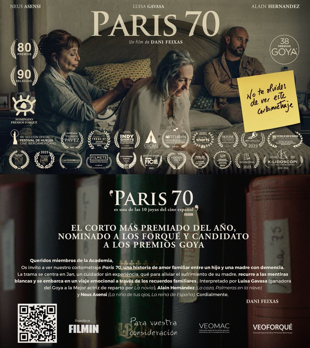 SORPRESA.
Os regalamos un link abierto de #Paris70 por tiempo limitado.
Solo pedimos a cambio que, si os gusta, compartáis este homenaje a l@s enferm@s de Alzheimer y a sus cuidadores.
vimeo.com/785024299 
GRACIAS.
❤️
<a href="/danifeixas/">Dani Feixas</a> @IndustriadeCine
<a href="/PremiosForque/">Premios Forqué</a> 
<a href="/PremiosGoya/">Premios Goya</a>