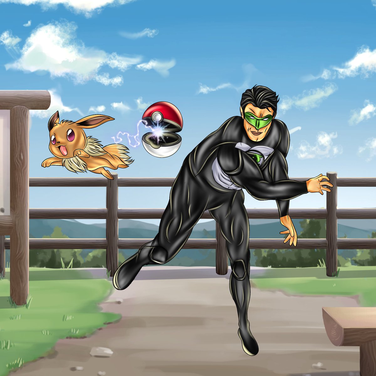 A while ago, I made a joke that Kyle Rayner is the Eevee of the Lantern Corps. Well, here’s Kyle bringing out an Eevee to battle.

Art by <a href="/smithskylar_/">Skylar.</a>. (This is one of the last pieces I have commissioned.)